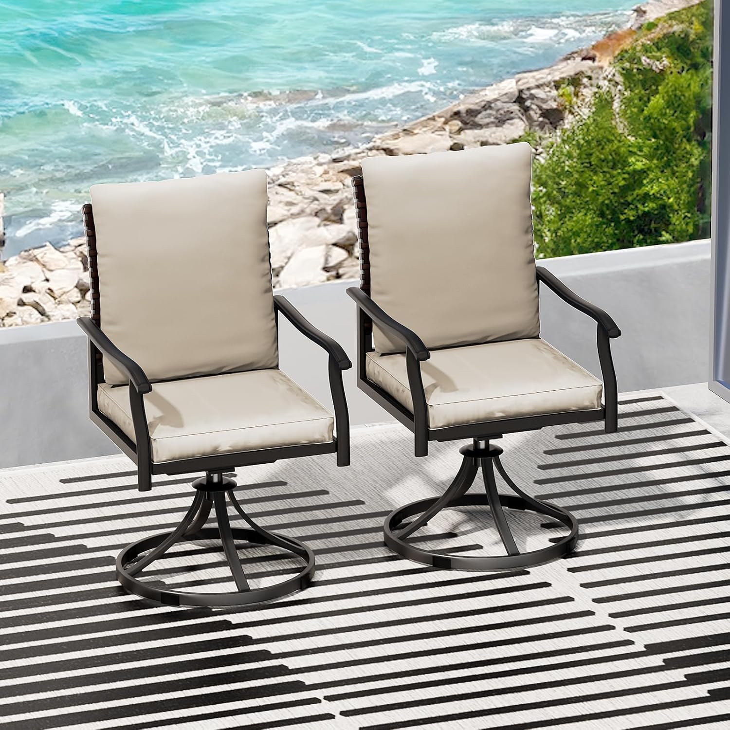 Outdoor Furniture Dining Set - 2pc Swivel Dining Chairs Outdoor Patio