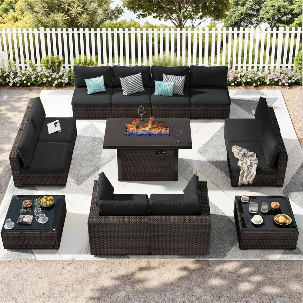 13-Piece Outdoor Sectional Pat - Outdoor Furniture And Fire Pit reseña y precio