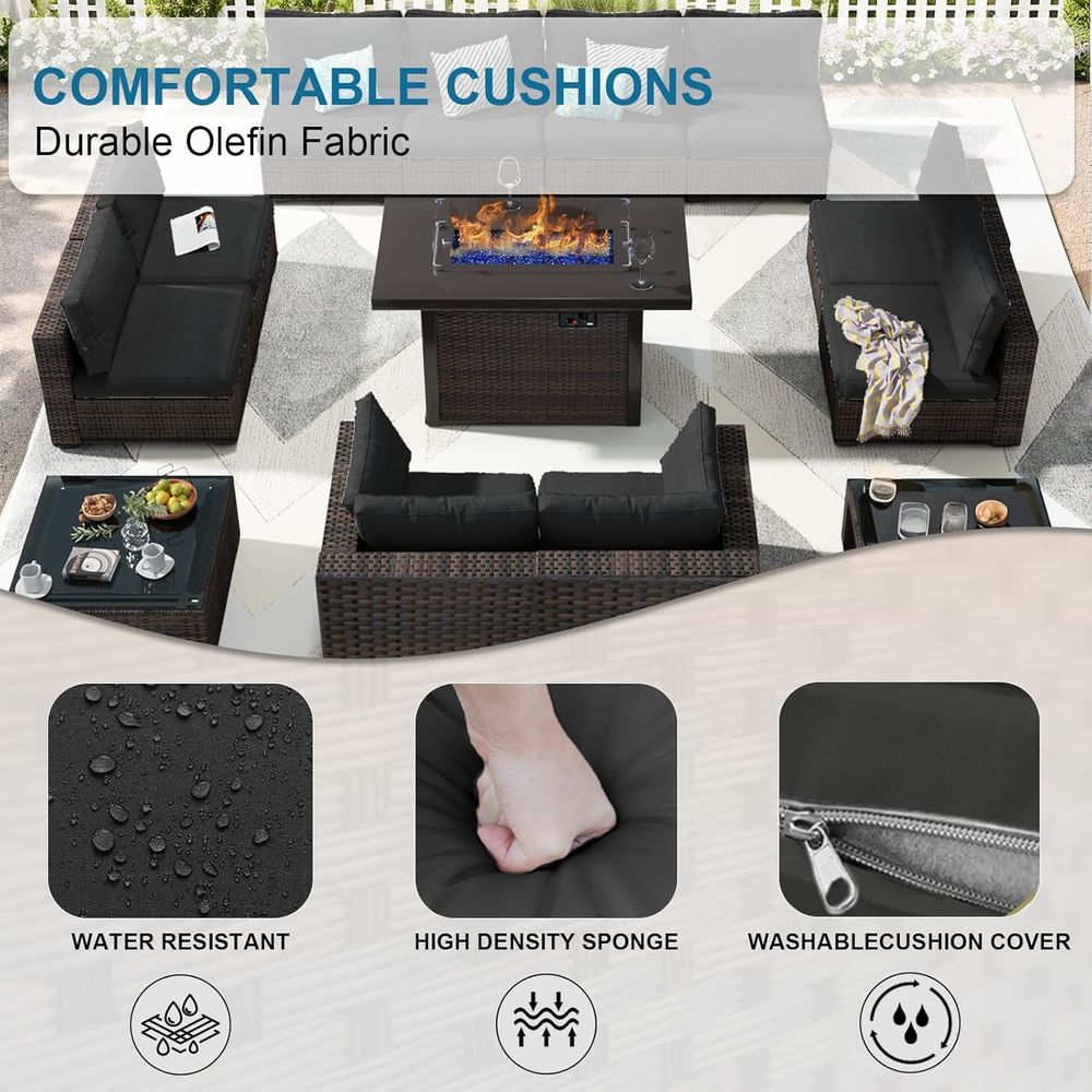 13-Piece Outdoor Sectional Pat - Outdoor Furniture And Fire Pit reseña y precio
