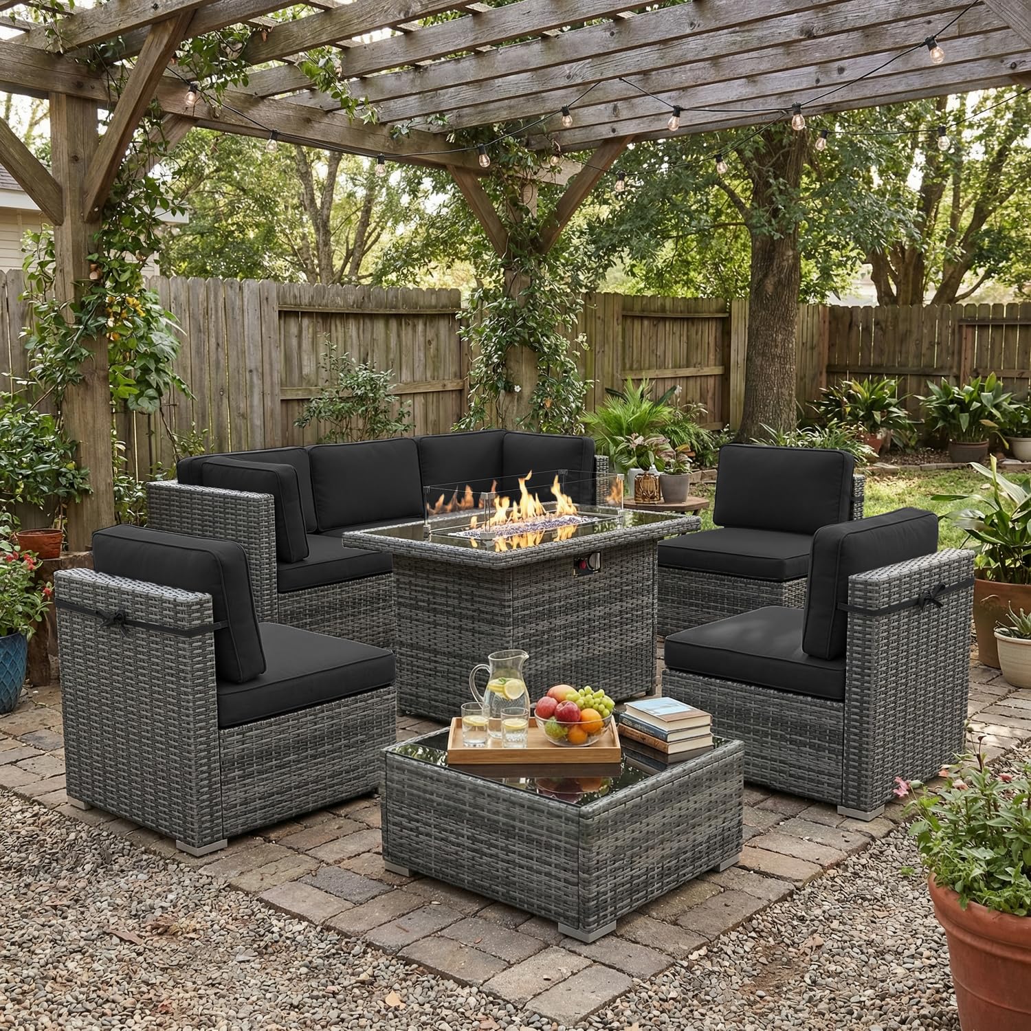 8 Piece Patio Furniture Set wi - Outdoor Furniture And Fire Pit reseña y precio