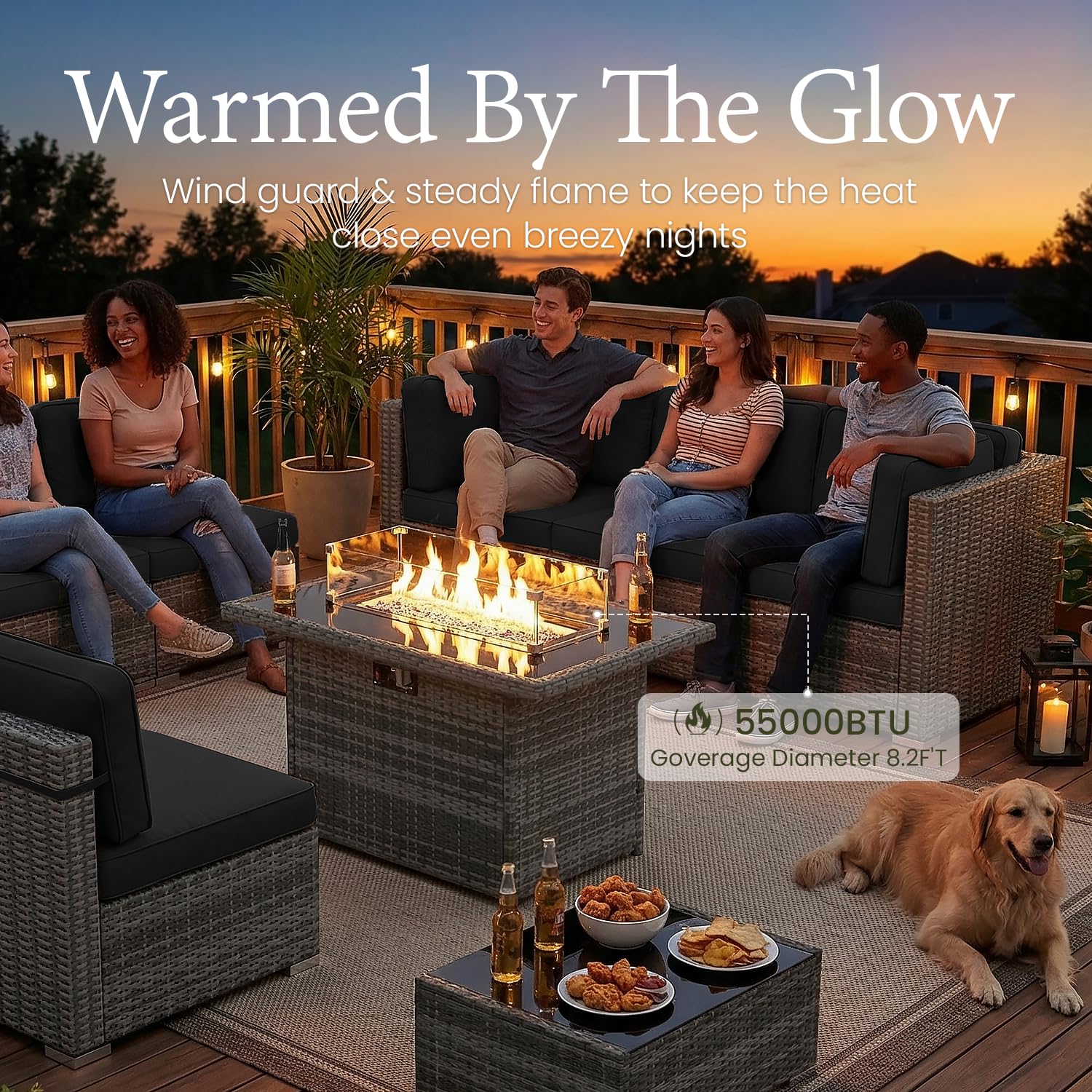8 Piece Patio Furniture Set wi - Outdoor Furniture And Fire Pit reseña y precio