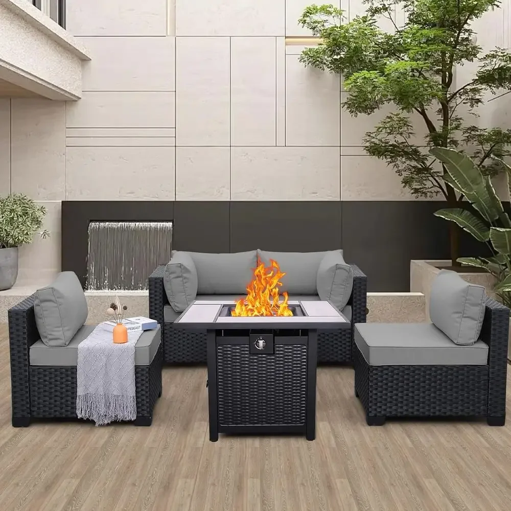 5-Piece Outdoor Patio Furnitur - Outdoor Furniture And Fire Pit reseña y precio