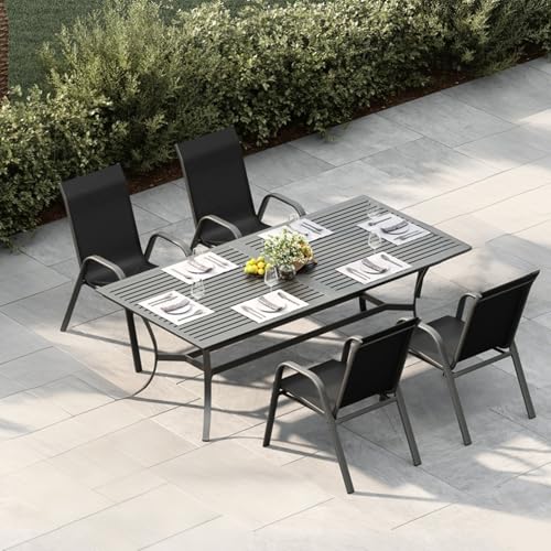 Black Textilene Outdoor Dining - Outdoor Furniture Dining Set reseña y precio