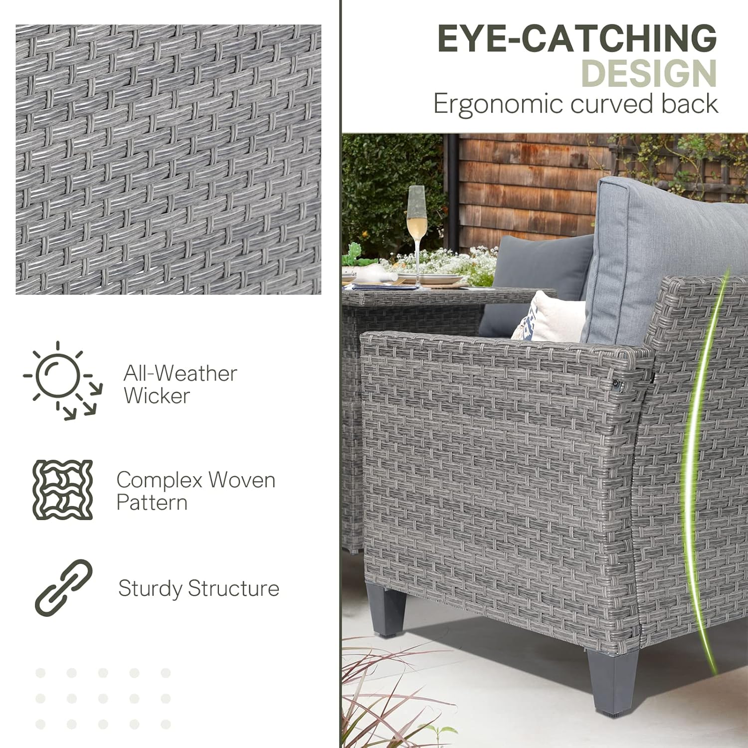 6pcs Grey PE Rattan Outdoor Se - Outdoor Furniture Dining Set reseña y precio