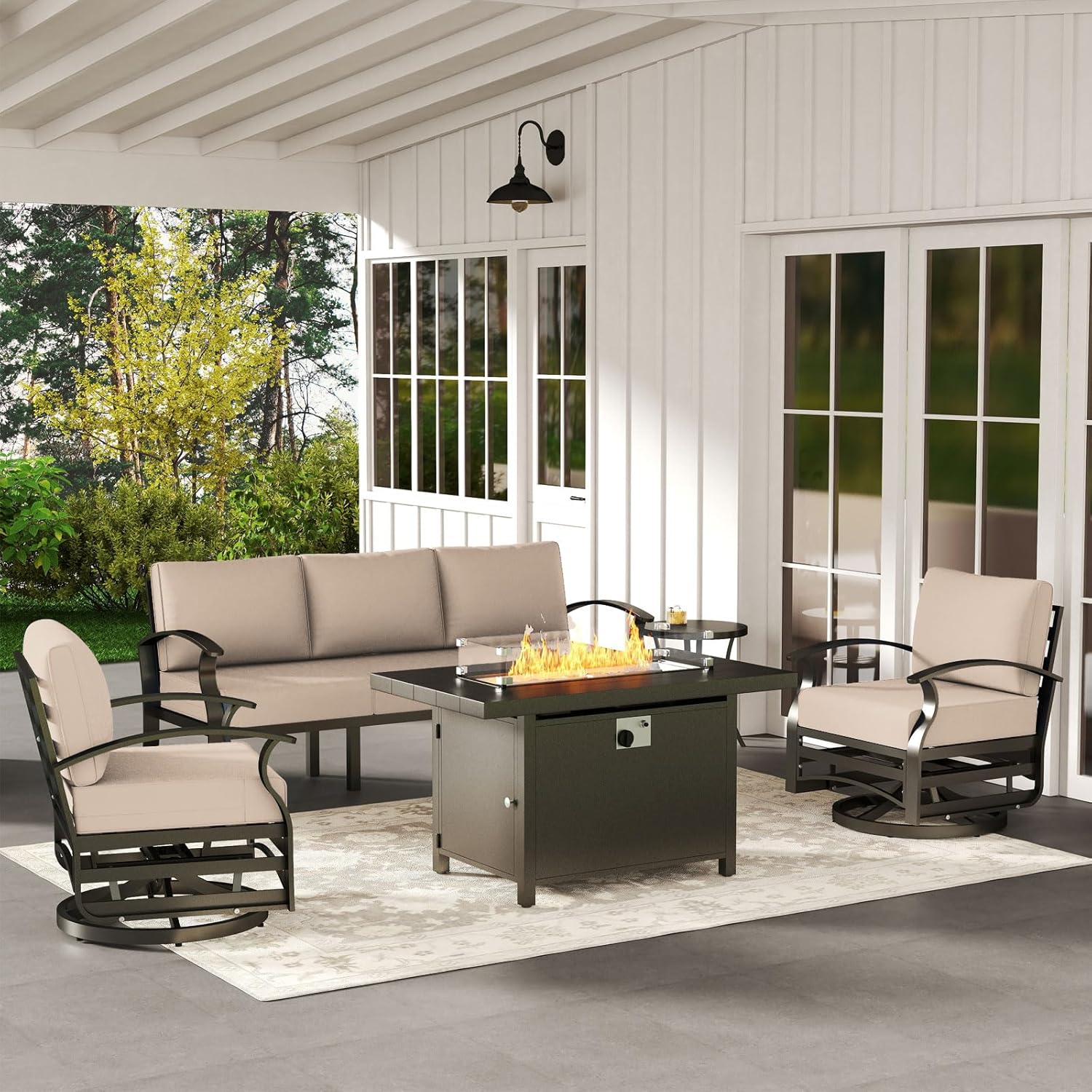 5-seat Aluminum Patio Sectiona - Outdoor Furniture And Fire Pit reseña y precio