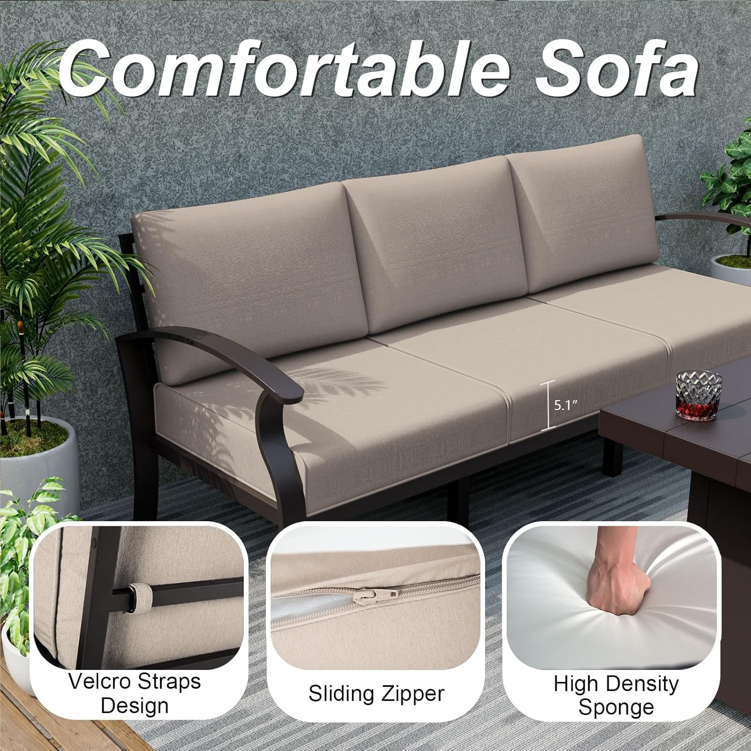 5-seat Aluminum Patio Sectiona - Outdoor Furniture And Fire Pit reseña y precio