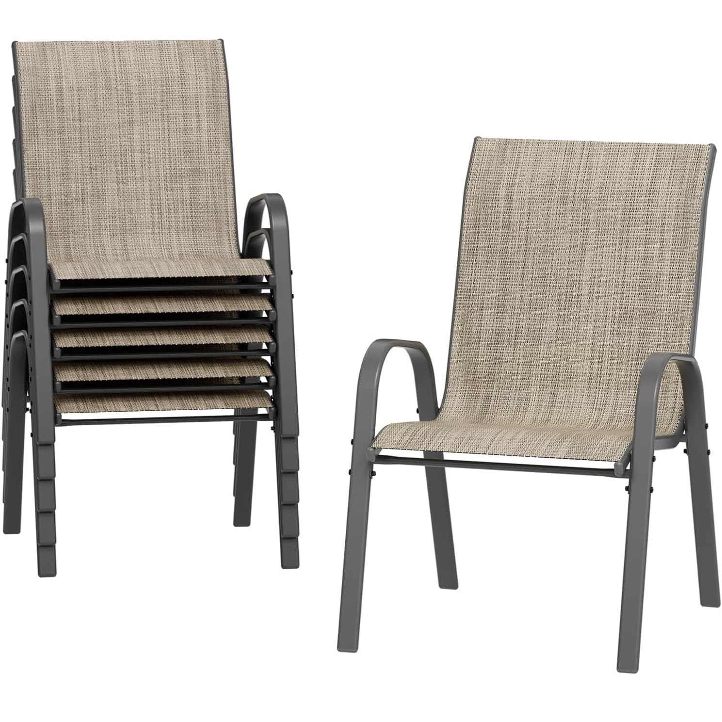 Stackable Chairs-6PCS Outdoor  - Outdoor Furniture Dining Set reseña y precio