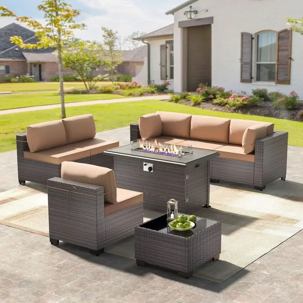 8-Piece Outdoor Patio Furnitur - Outdoor Furniture And Fire Pit reseña y precio