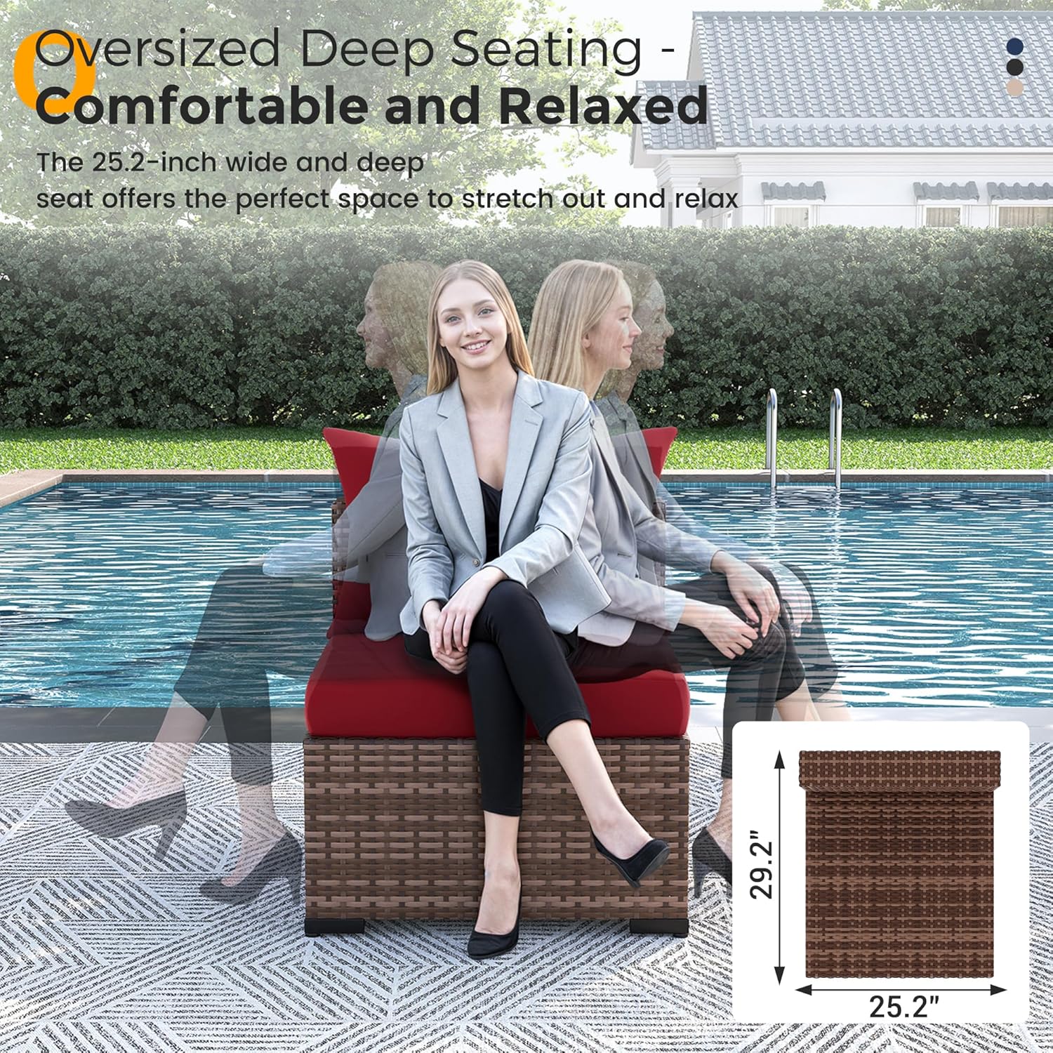 8pc All-Weather Wicker Section - Outdoor Furniture And Fire Pit reseña y precio