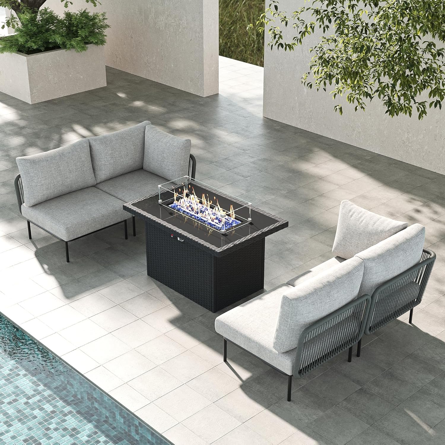 5 Pieces Aluminum Patio Furnit - Outdoor Furniture And Fire Pit reseña y precio