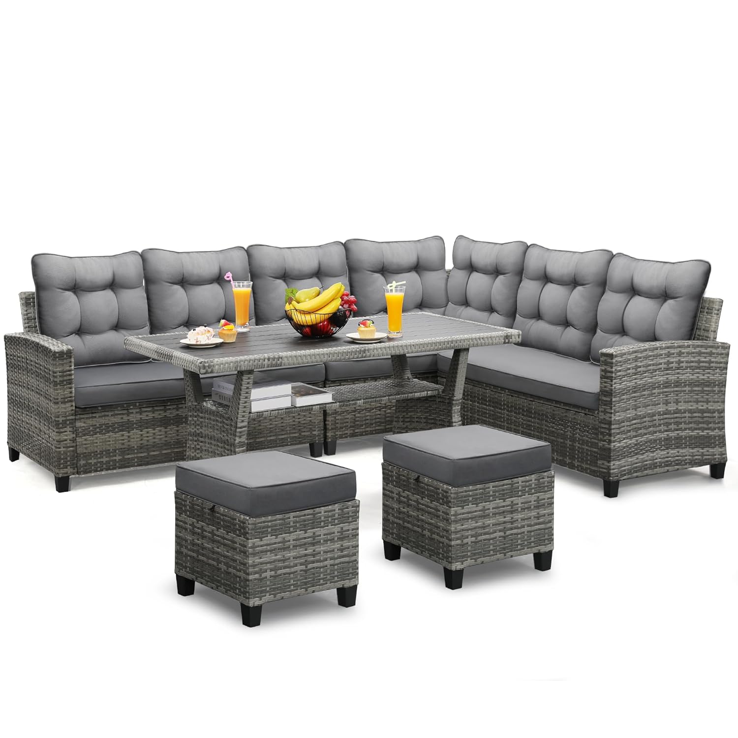 6-Piece Patio Sectional Sofa D - Outdoor Furniture Dining Set reseña y precio