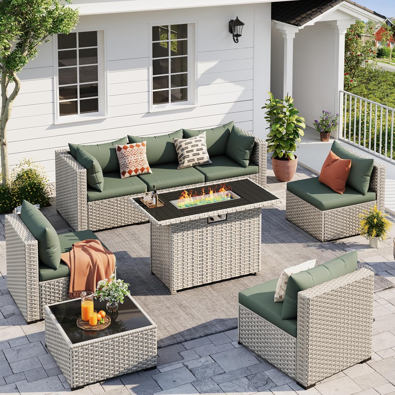 8-Seat Outdoor Sectional Sofa  - Outdoor Furniture And Fire Pit reseña y precio