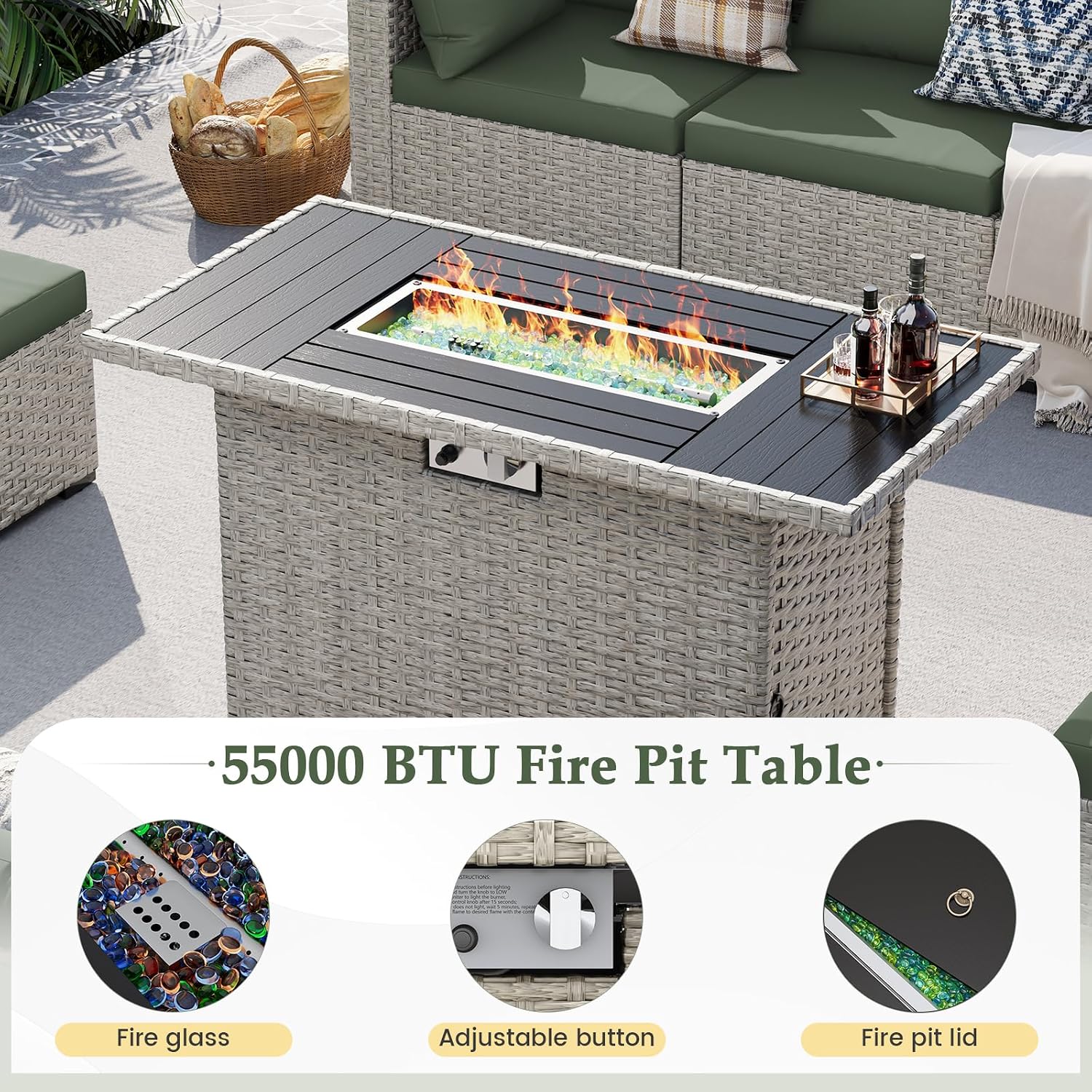 8-Seat Outdoor Sectional Sofa  - Outdoor Furniture And Fire Pit reseña y precio