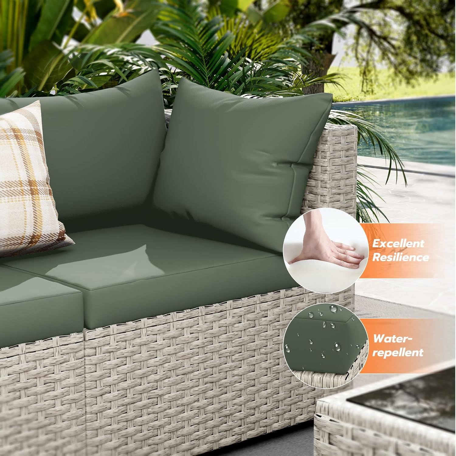 8-Seat Outdoor Sectional Sofa  - Outdoor Furniture And Fire Pit reseña y precio