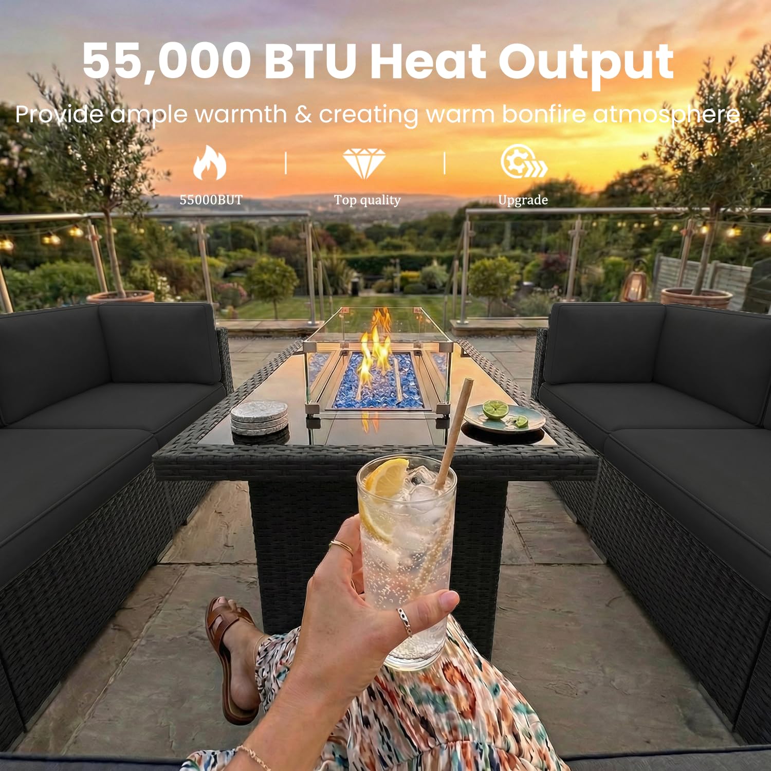 8 Pieces Patio Furniture Set w - Outdoor Furniture And Fire Pit reseña y precio