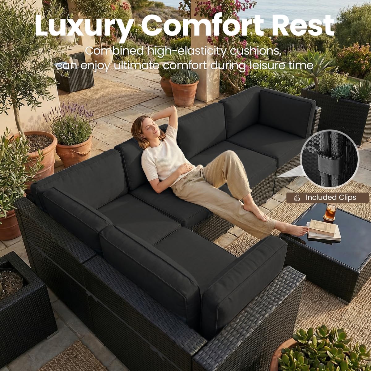 8 Pieces Patio Furniture Set w - Outdoor Furniture And Fire Pit reseña y precio