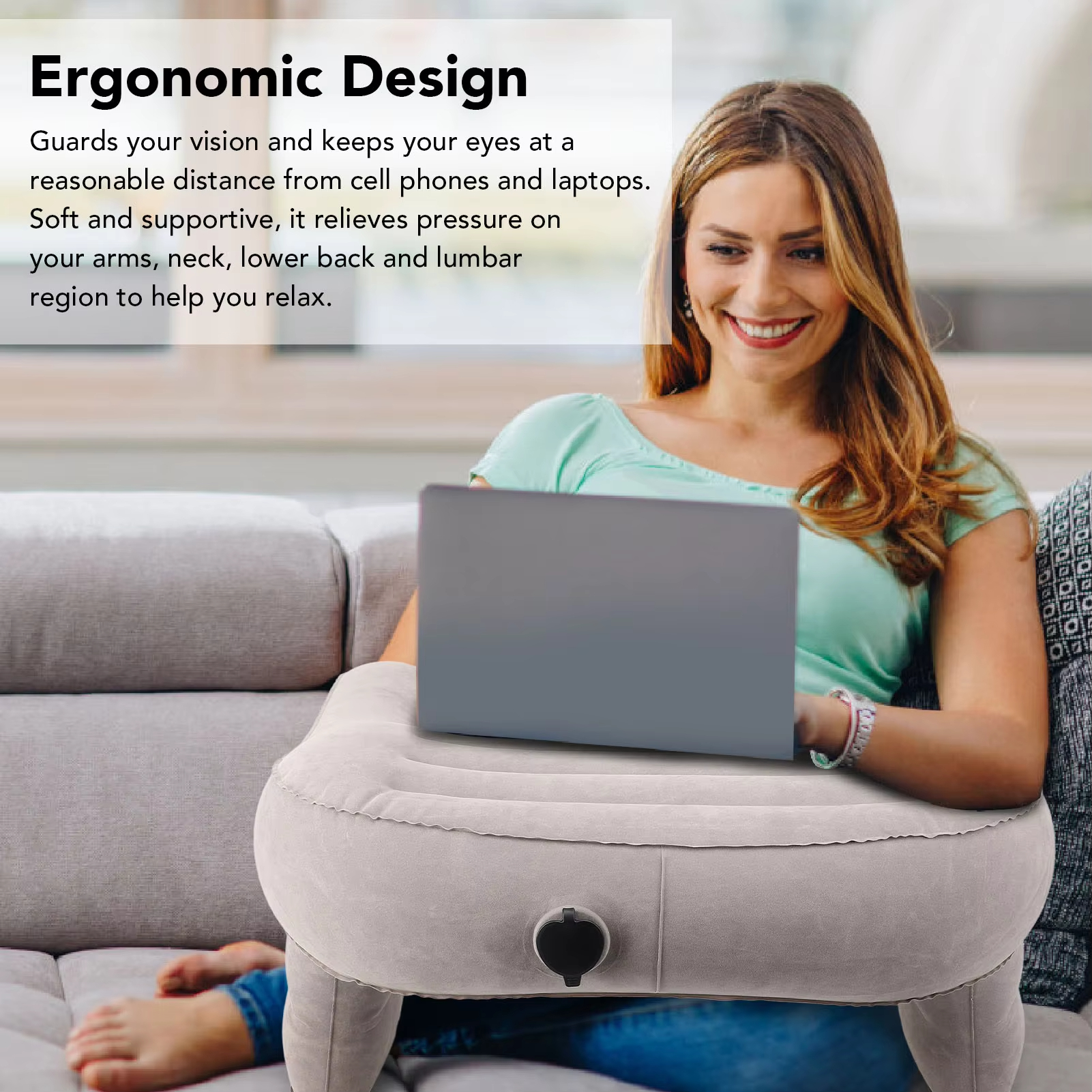 Inflatable Lap Desk Pillow Inf - Outdoor Furniture Pillows reseña y precio