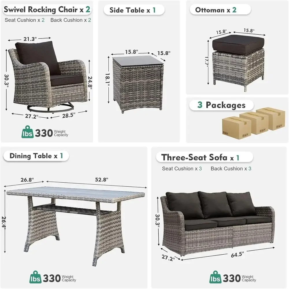 7-Piece Outdoor Patio Furnitur - Outdoor Furniture Dining Set reseña y precio