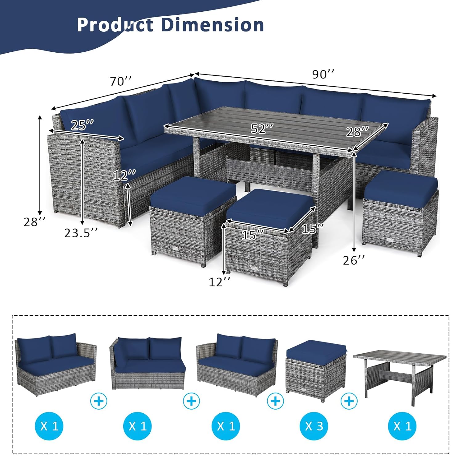7 Piece All Weather Wicker Pat - Outdoor Furniture Dining Set reseña y precio
