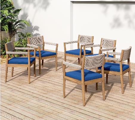 Braided Acacia Wood Outdoor Di - Outdoor Furniture Dining Set reseña y precio