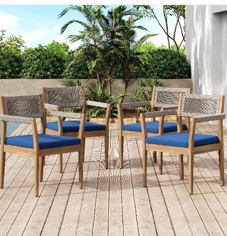 Braided Acacia Wood Outdoor Di - Outdoor Furniture Dining Set reseña y precio