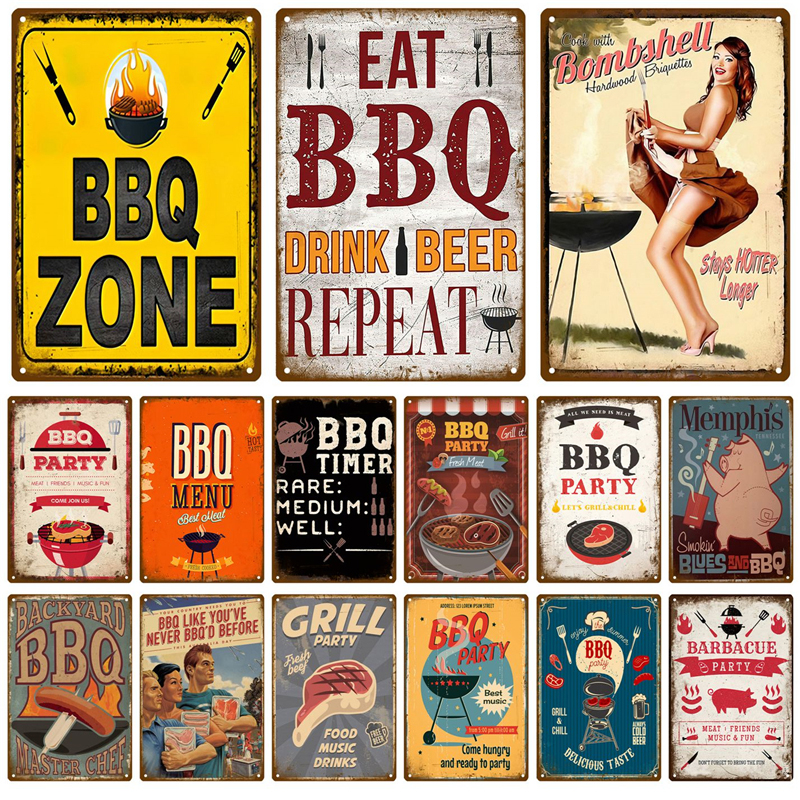 BBQ Zone Metal Sign Vintage Ti - Outdoor Furniture Zone reseña y precio
