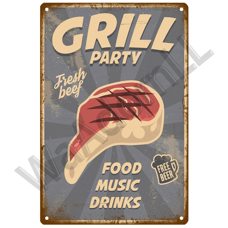 BBQ Zone Metal Sign Vintage Ti - Outdoor Furniture Zone reseña y precio