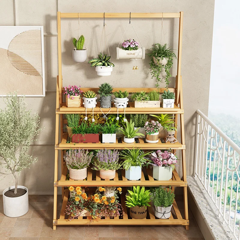 Solid Wood Flower Shelf Plant  - Outdoor Furniture Design reseña y precio