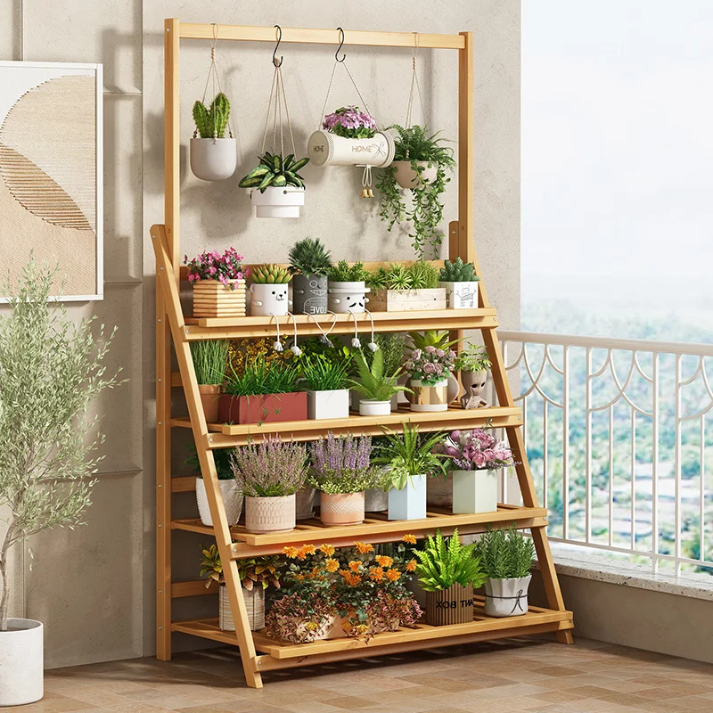 Solid Wood Flower Shelf Plant  - Outdoor Furniture Design reseña y precio