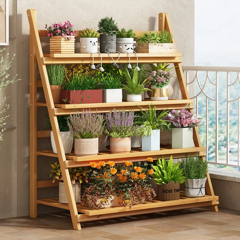 Solid Wood Flower Shelf Plant  - Outdoor Furniture Design reseña y precio