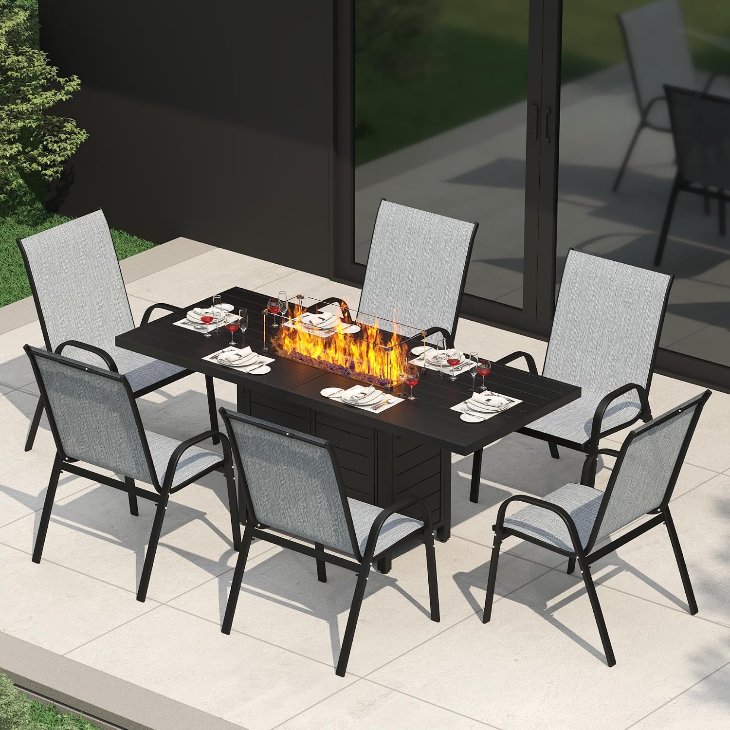 7 Pieces Patio Furniture Set w - Outdoor Furniture Dining Set reseña y precio