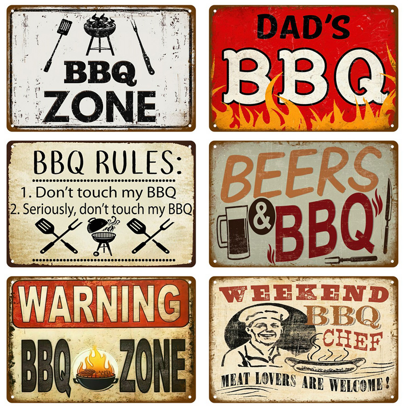 Vintage Tin Sign Dad`s BBQ Yar - Outdoor Furniture Zone reseña y precio
