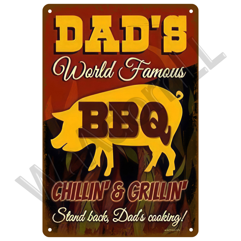 Vintage Tin Sign Dad`s BBQ Yar - Outdoor Furniture Zone reseña y precio