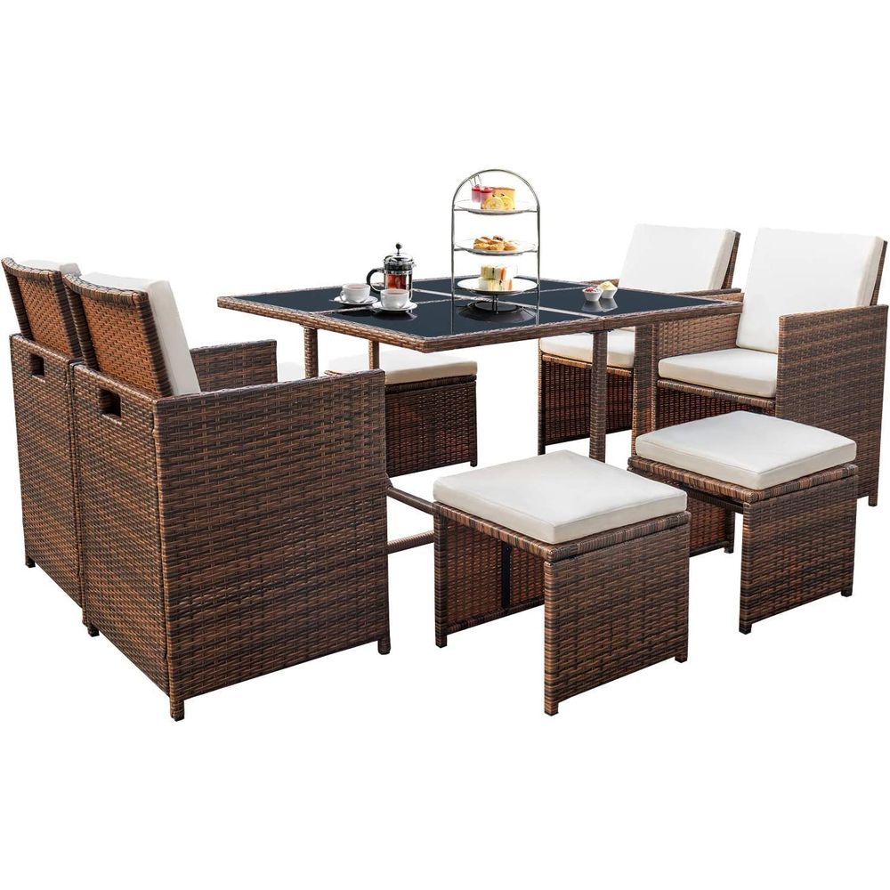 9 Pieces Patio Dining Sets Out - Outdoor Furniture Dining Set reseña y precio