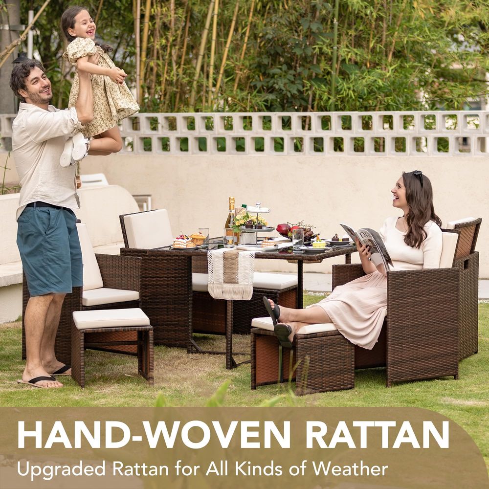 9 Pieces Patio Dining Sets Out - Outdoor Furniture Dining Set reseña y precio