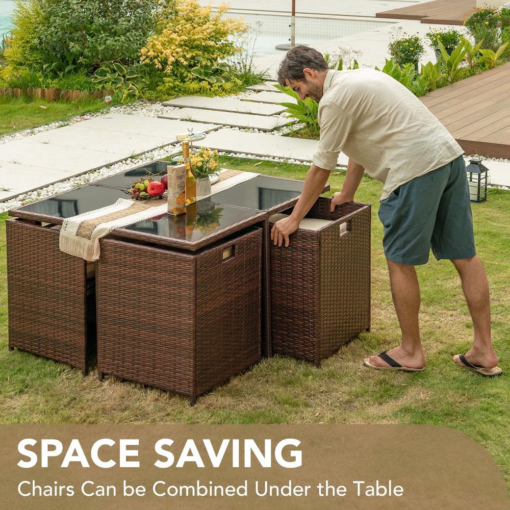 9 Pieces Patio Dining Sets Out - Outdoor Furniture Dining Set reseña y precio
