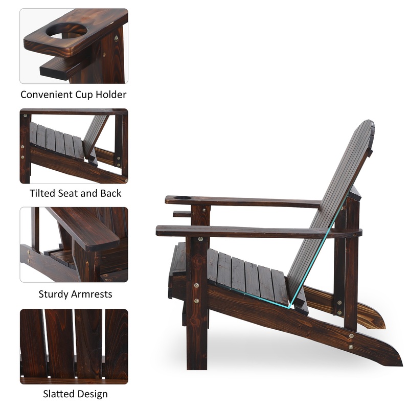 Outsunny Wooden Adirondack Cha - Outdoor Furniture And Fire Pit reseña y precio