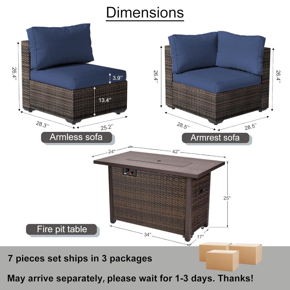7 Piece Outdoor Patio Furnitur - Outdoor Furniture And Fire Pit reseña y precio