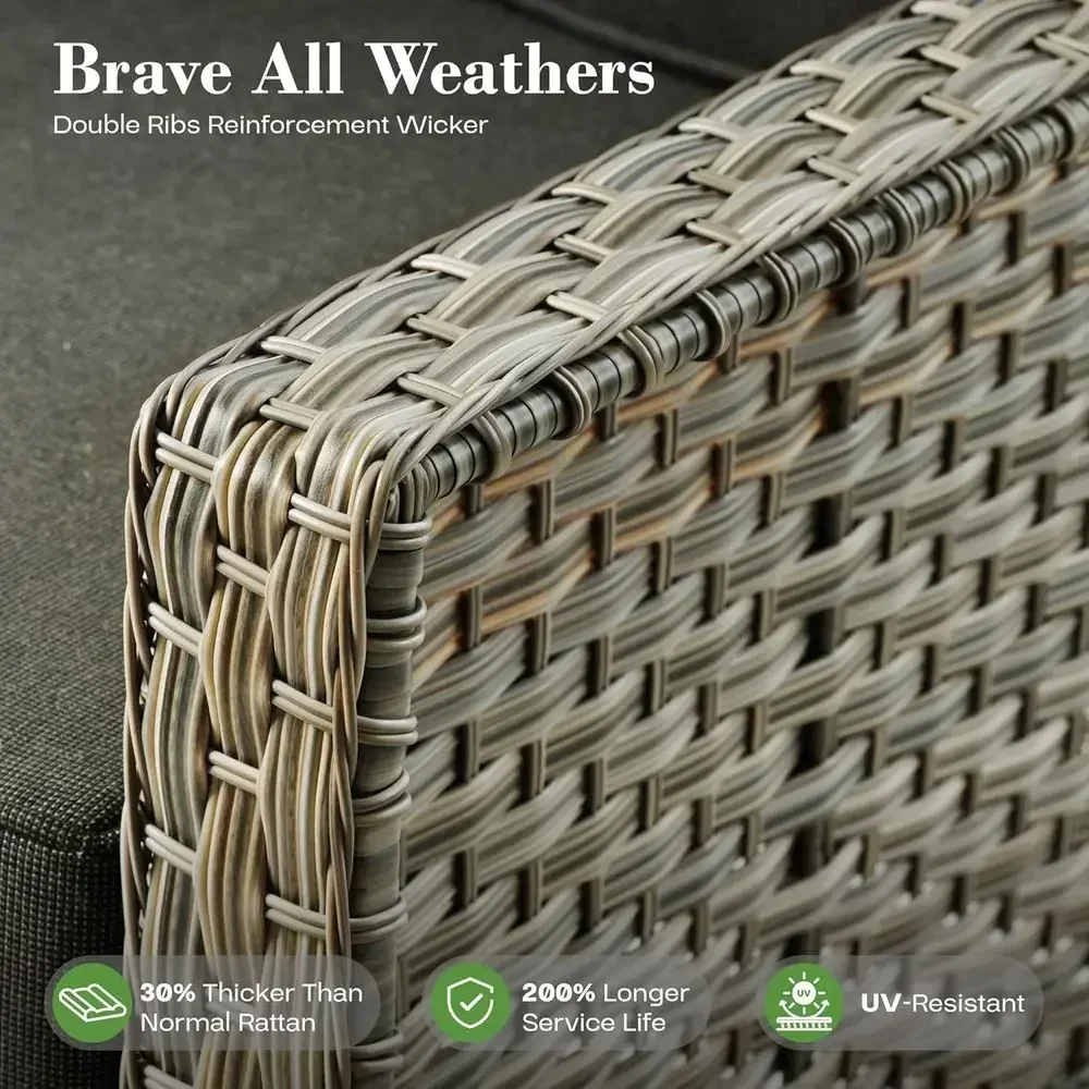 6-Piece Outdoor Wicker Patio F - Outdoor Furniture And Fire Pit reseña y precio