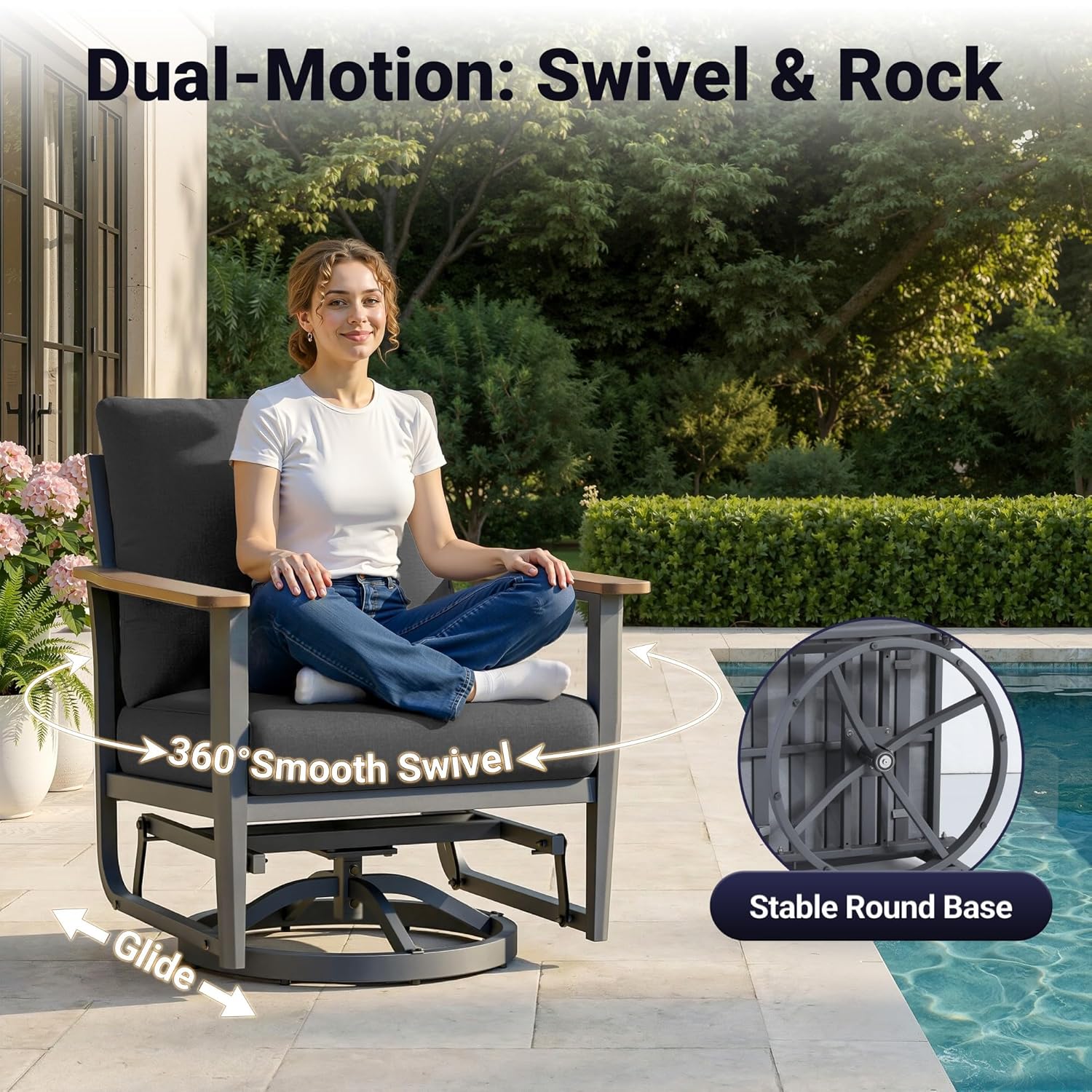 5pc Aluminum Patio Set Swivel  - Outdoor Furniture And Fire Pit reseña y precio