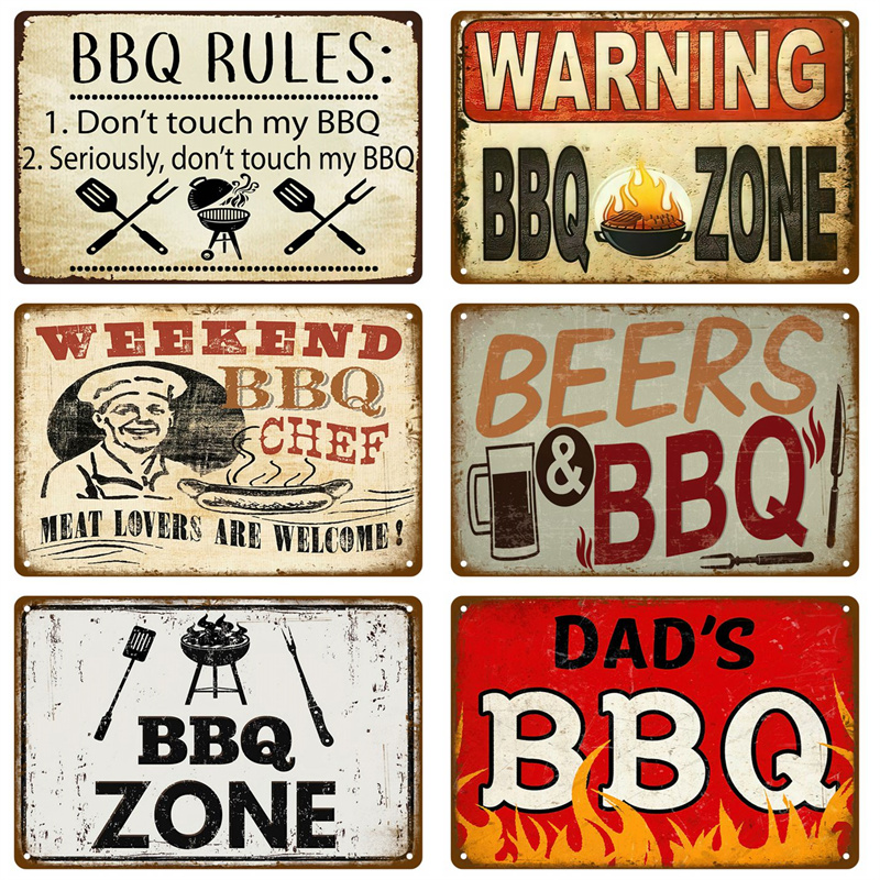 Vintage Tin Sign Dad`s BBQ Yar - Outdoor Furniture Zone reseña y precio