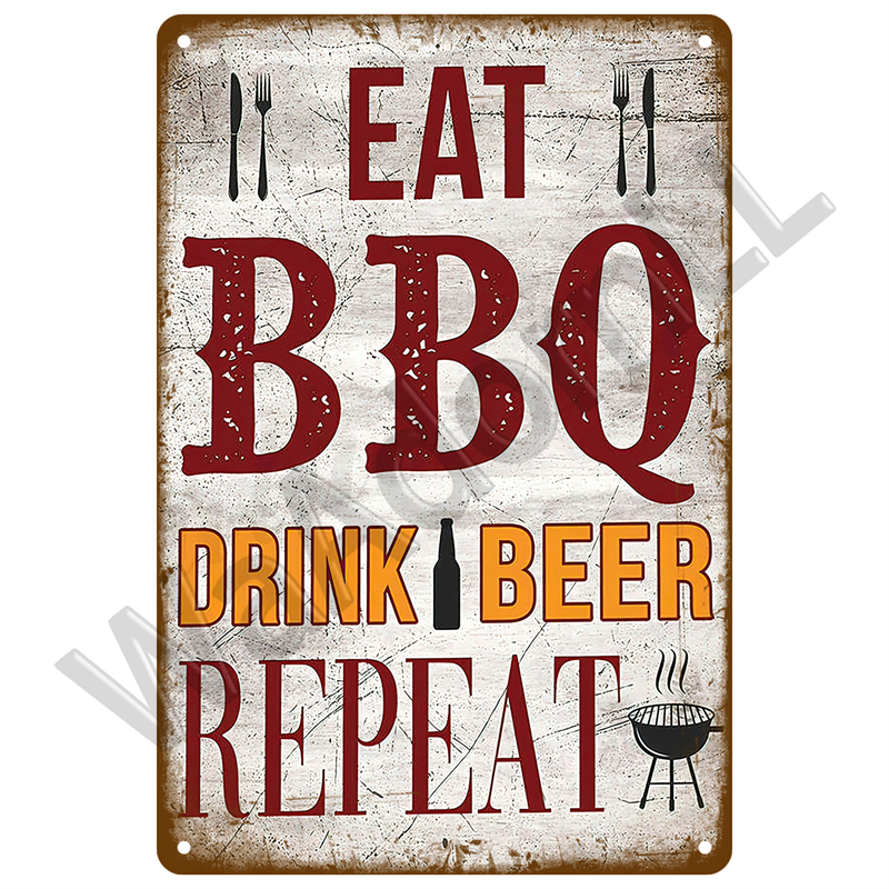 Vintage Tin Sign Dad`s BBQ Yar - Outdoor Furniture Zone reseña y precio