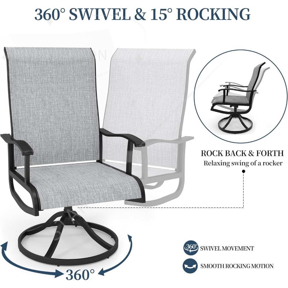 Patio Swivel Chairs Set Outdoo - Outdoor Furniture Dining Set reseña y precio