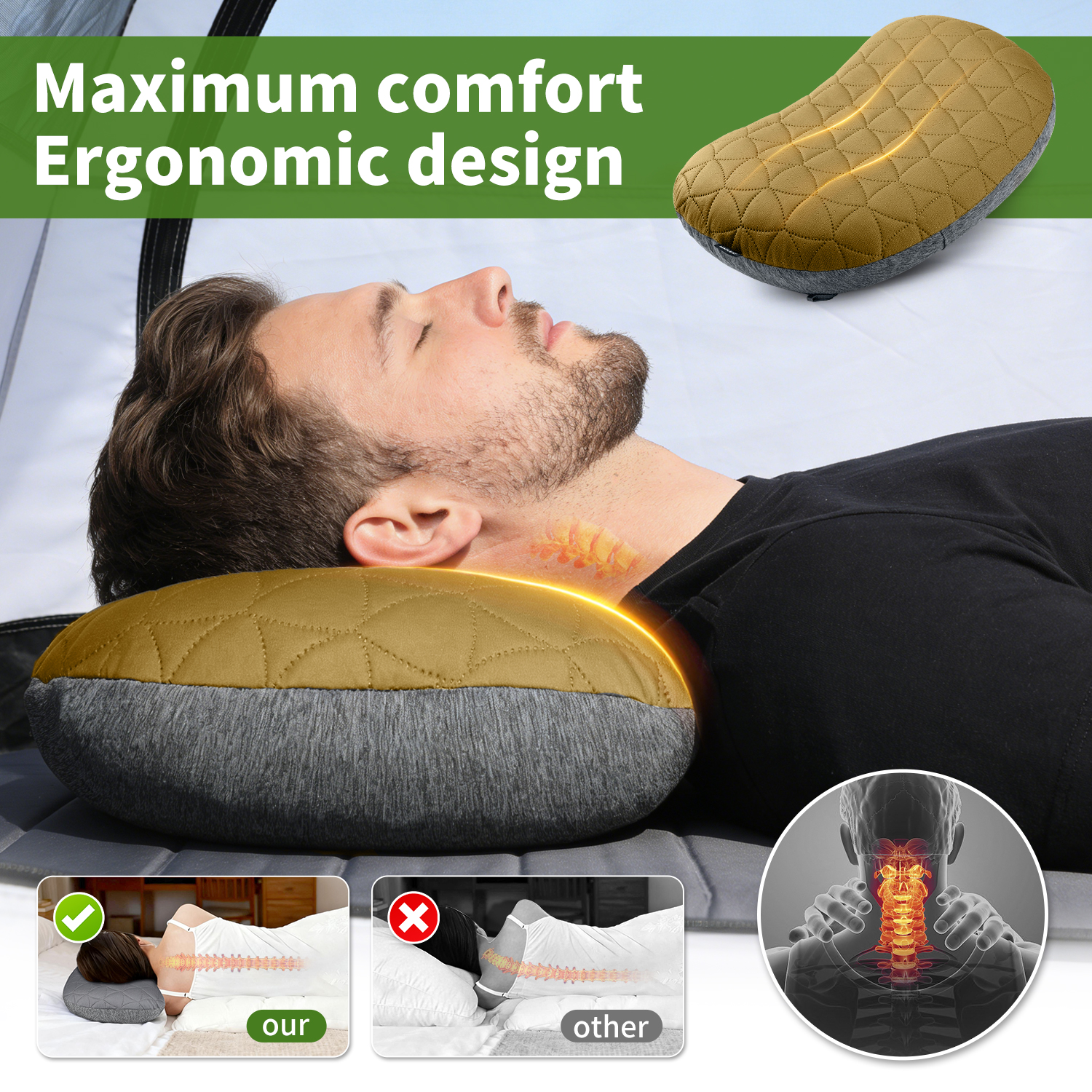 MAPLEAF Camping Inflatable Pil - Outdoor Furniture Pillows reseña y precio