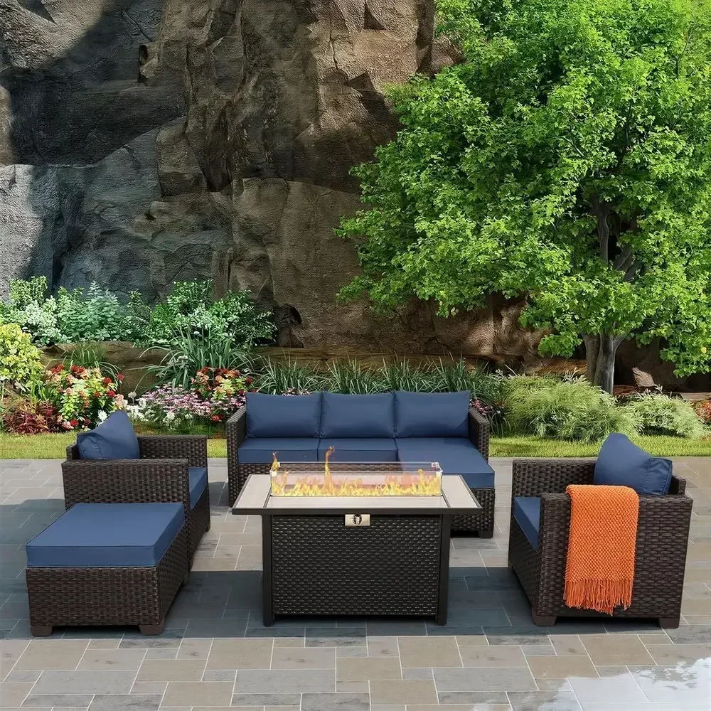 6-Piece Outdoor Patio Furnitur - Outdoor Furniture And Fire Pit reseña y precio