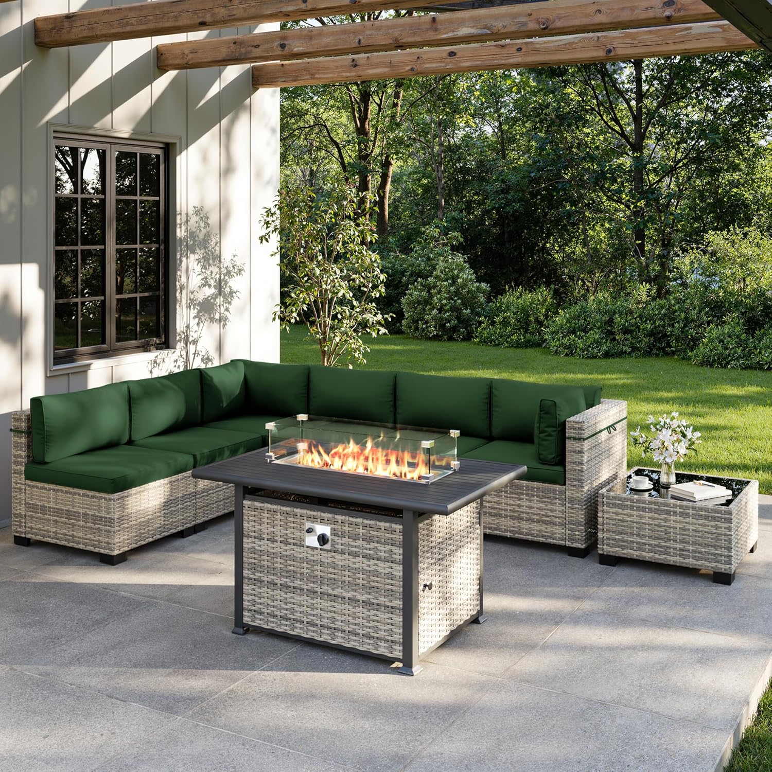 8-Piece Outdoor Patio Furnitur - Outdoor Furniture And Fire Pit reseña y precio