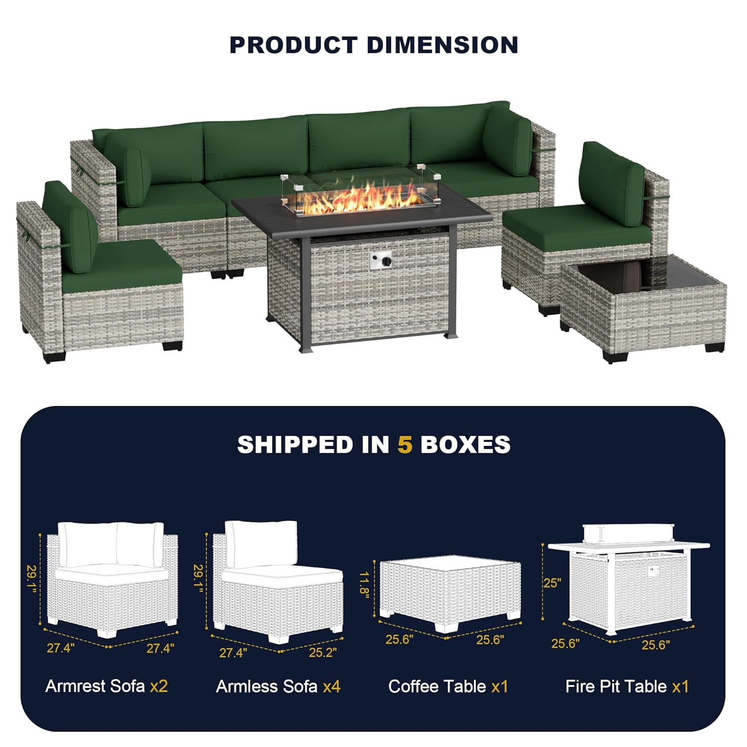 8-Piece Outdoor Patio Furnitur - Outdoor Furniture And Fire Pit reseña y precio