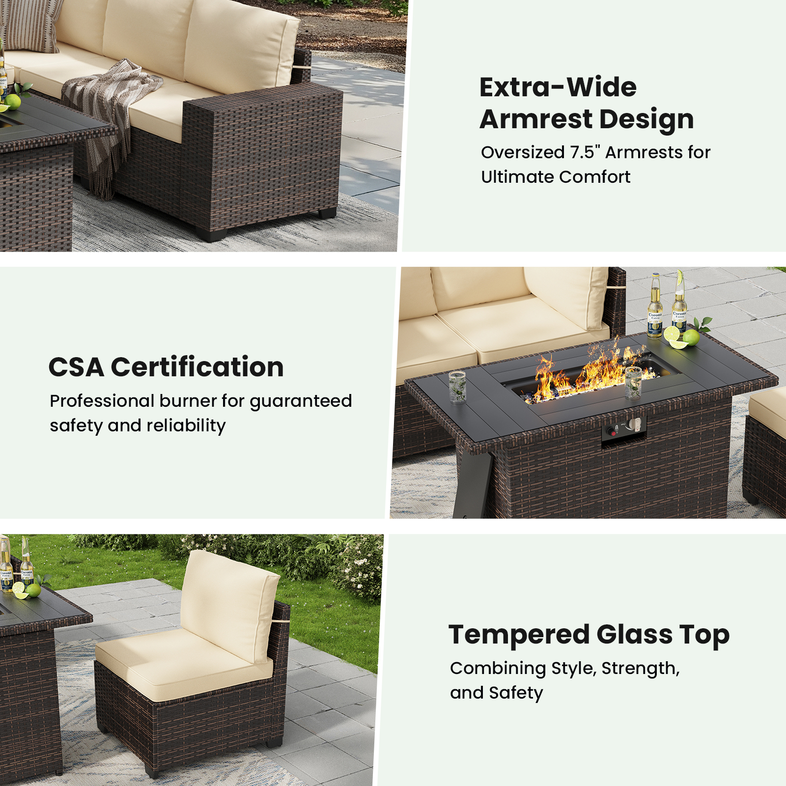 7 Piece Patio Furniture Set wi - Outdoor Furniture And Fire Pit reseña y precio
