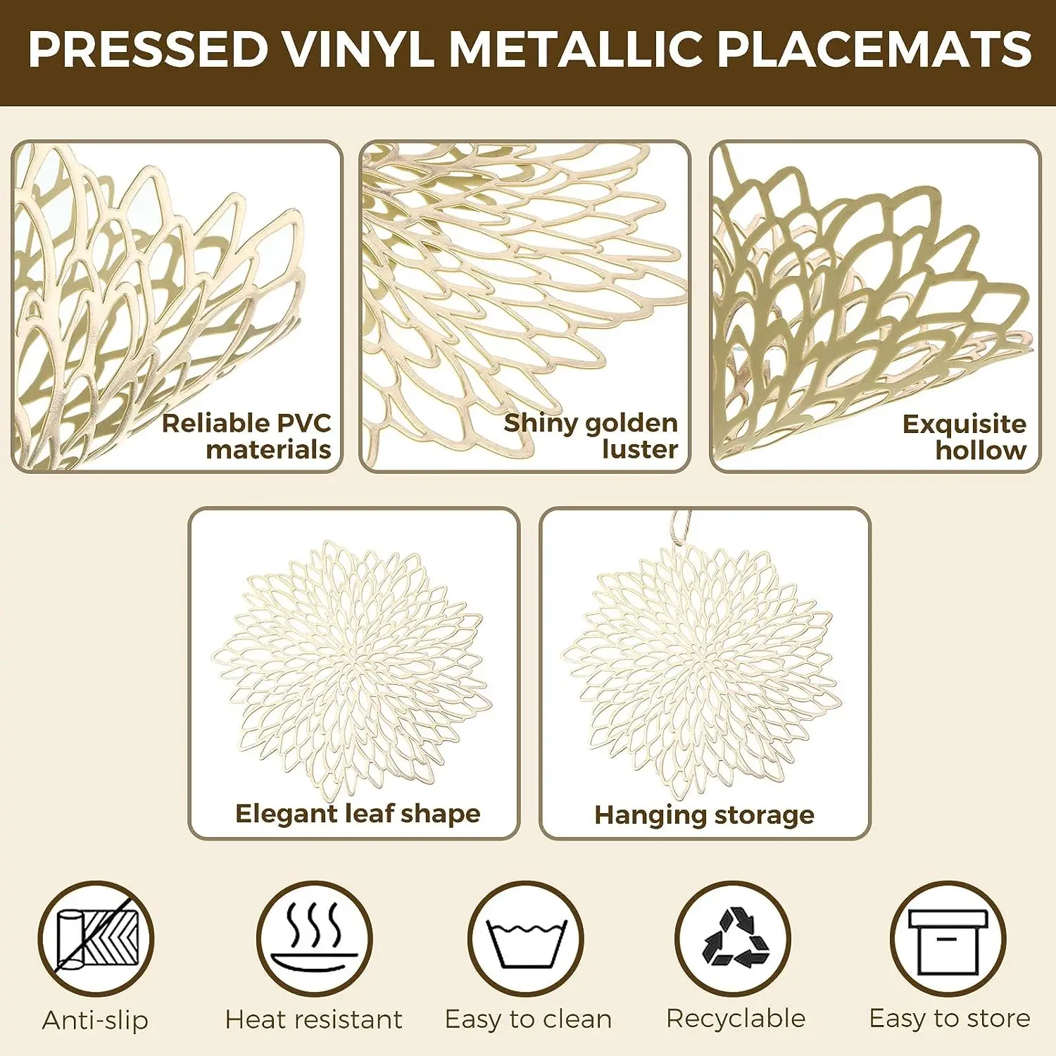 Set of 4 Metallic Placemats Se - Outdoor Furniture Design reseña y precio