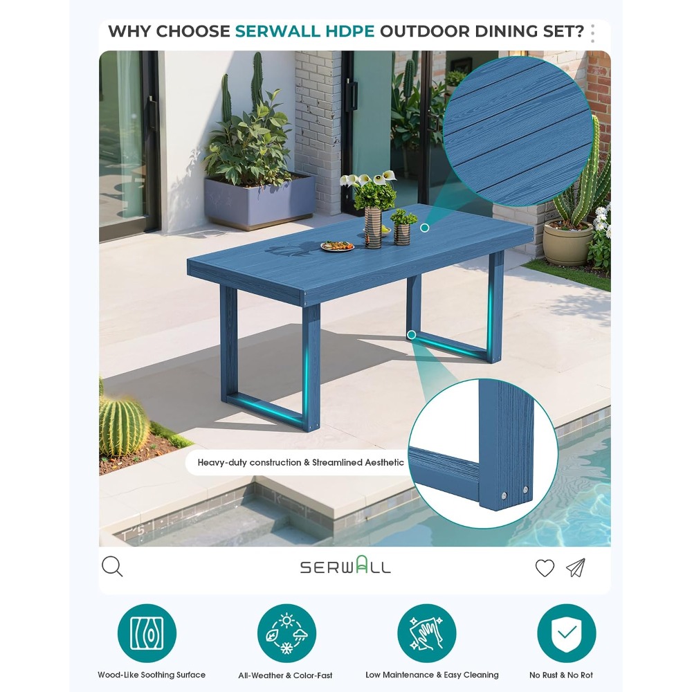 HDPE Outdoor Dining Set for 6, - Outdoor Furniture Dining Set reseña y precio